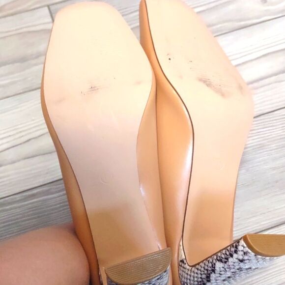 (49-4117) Coutgo Womens Square Toe Mules Slip On Snakeskin Sz 7.5 - Picture 7 of 11